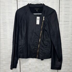 Ann Taylor Black Leather Moto Jacket